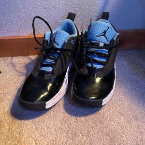 Jordan Kids' Black and Light Blue Sneakers